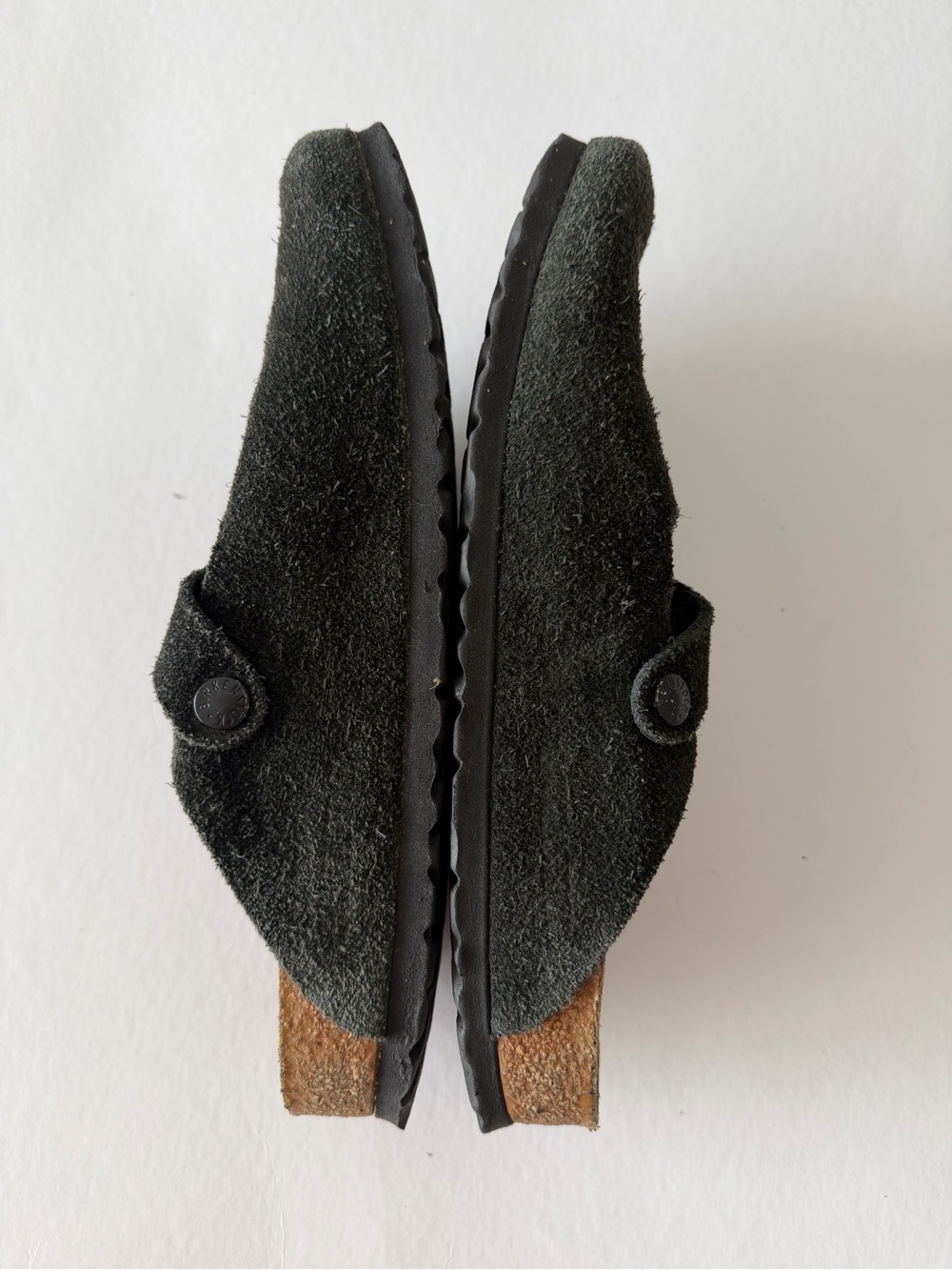 Birkenstock Olive Gray Suede Boston Clogs - Picture 7 of 10